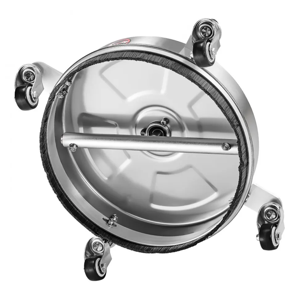 VEVOR 14" Pressure Washer Surface Cleaner, Stainless Steel Pressure Washer Attachments with 4 Wheels, 4000 Max PSI, 1/4 Quick Connector, 2 Spray Nozzles, 2 Extended Wands for Concrete, Patio, Deck