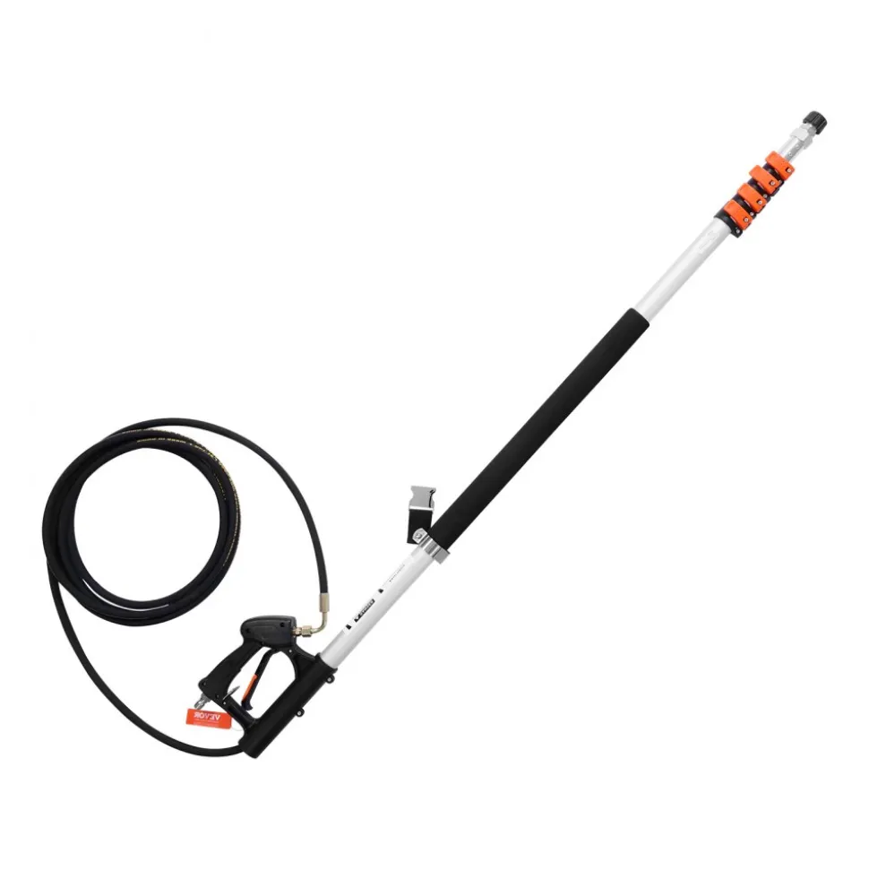 VEVOR Pressure Washer Telescoping Wand, 24 ft, 4000 psi, Telescopic Spray Wand with Power Washer Extension Wands, Gutter Cleaner, Brush Head, Pivoting Coupler, 7 Spray Nozzles and Support Harness
