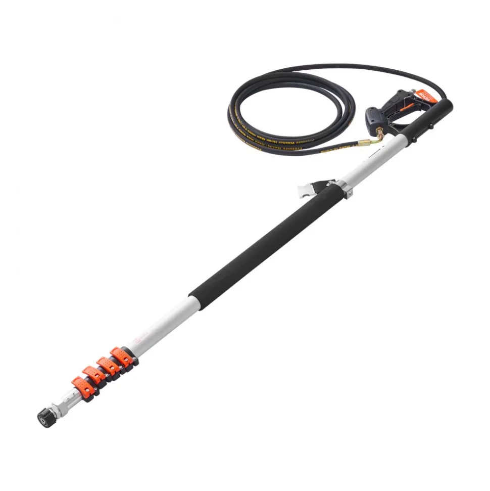 VEVOR Pressure Washer Telescoping Wand, 24 ft, 4000 psi, Telescopic Spray Wand with Power Washer Extension Wands, Gutter Cleaner, Brush Head, Pivoting Coupler, 7 Spray Nozzles and Support Harness