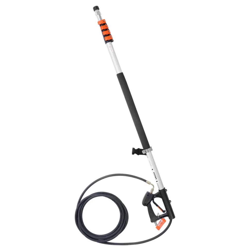 VEVOR Pressure Washer Telescoping Wand, 24 ft, 4000 psi, Telescopic Spray Wand with Power Washer Extension Wands, Gutter Cleaner, Pivoting Coupler, 7 Spray Nozzle Tips and Adjustable Support Harness