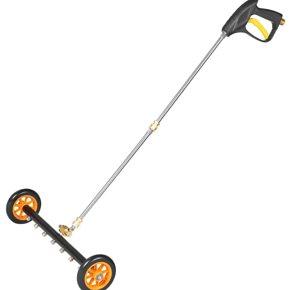 VEVOR 24" Pressure Washer Undercarriage Cleaner, Stainless Steel Surface Cleaner for Pressure Washer, 4000 Max PSI, Angle Adjustment Gear, 7 Spray Nozzles, 2 Extended Wands for Driveway, Patio, Deck