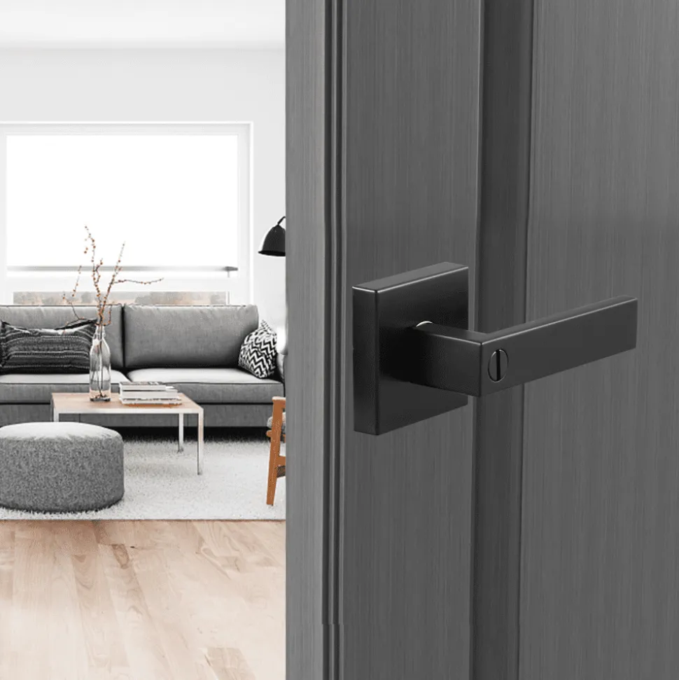 VEVOR Privacy Door Handle, 10 Pack Matte Black Door Lever, Left or Right Handing Reversible Lever with Keyless Lock, 45° Rotation to Open, Universal Square Interior for Bedroom and Bathroom Doors