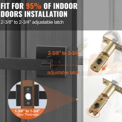 VEVOR Privacy Door Handle, 5-Pack Matte Black Door Lever, Right or Left Handing Reversible Lever with Keyless Lock, 45° Rotation to Open, Universal Square Interior for Bathroom and Bedroom Doors