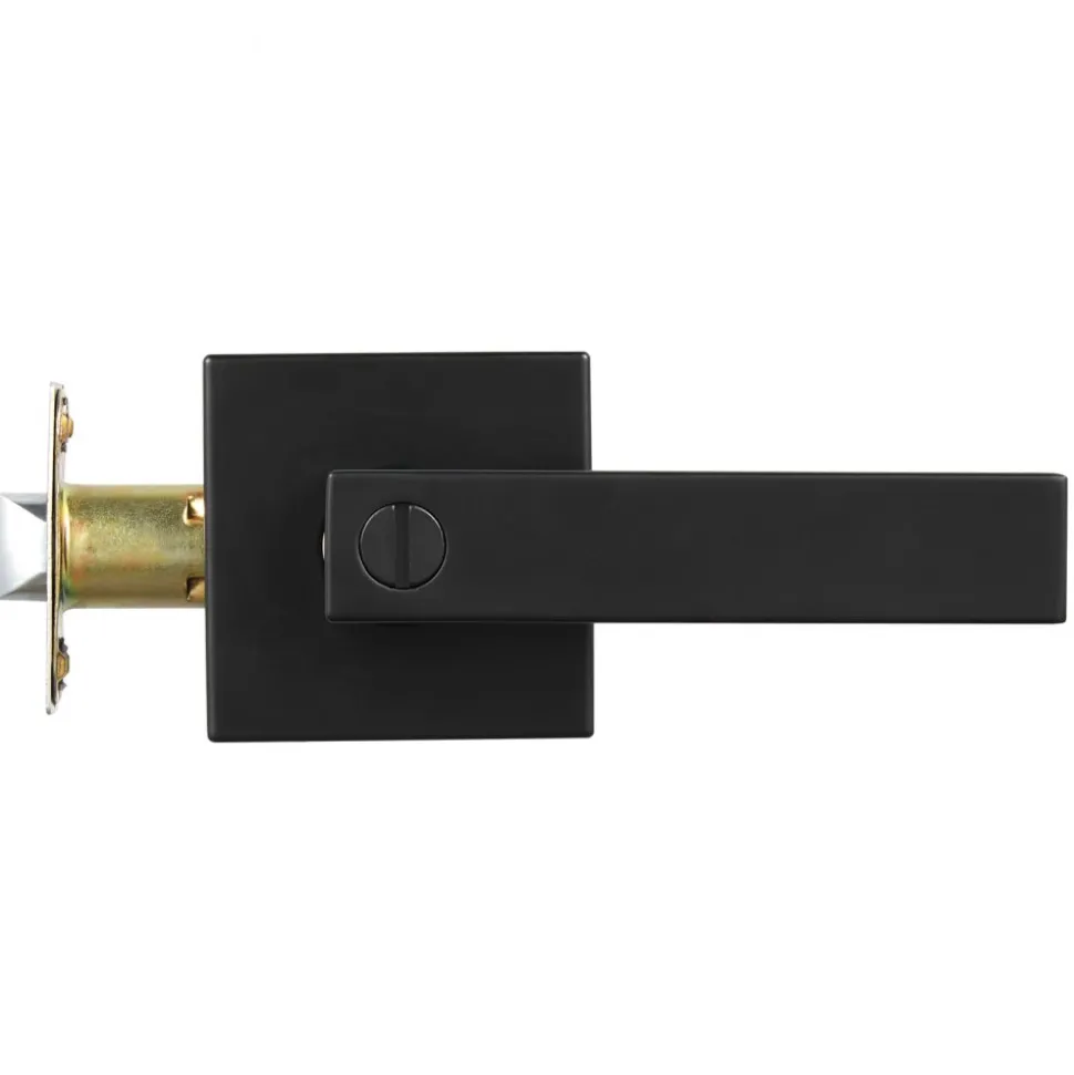 VEVOR Privacy Door Handle, 1 Pack Matte Black Door Lever, Left or Right Handing Reversible Lever with Keyless Lock, 45° Rotation to Open, Universal Square Interior for Bedroom and Bathroom Doors