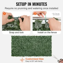 VEVOR Privacy Ivy Fence, 59 x 118in Artificial Green Wall Screen, Greenery Ivy Fence with Mesh Cloth Backing and Strengthened Joint, Faux Hedges Vine Leaf Decoration for Outdoor Garden, Yard, Balcony