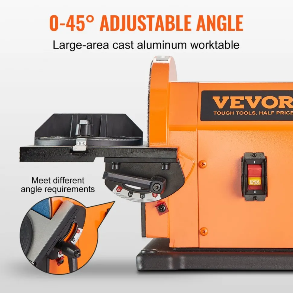 VEVOR Professional Belt Sander, 6" Disc Sander and 4 x 36 in. Belt Sander with 5A Induction Motor Cast Aluminum Worktable for Woodworking, Metalworking