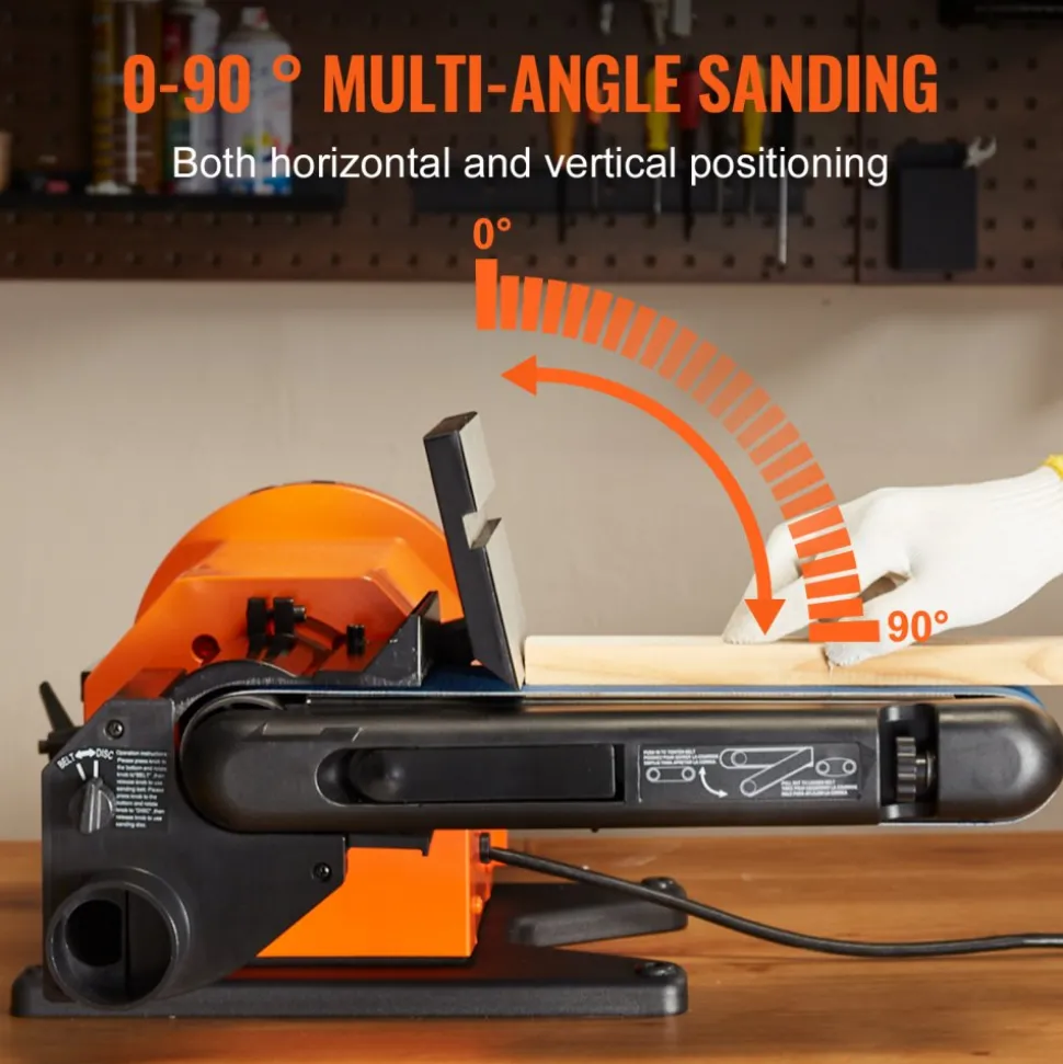 VEVOR Professional Belt Sander, 6" Disc Sander and 4 x 36 in. Belt Sander with 5A Induction Motor Cast Aluminum Worktable for Woodworking, Metalworking