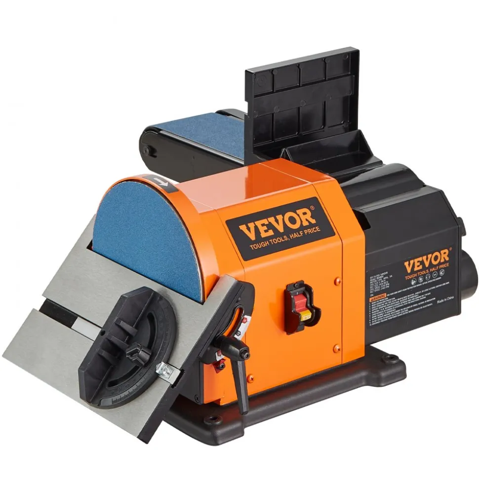 VEVOR Professional Belt Sander, 6" Disc Sander and 4 x 36 in. Belt Sander with 5A Induction Motor Cast Aluminum Worktable for Woodworking, Metalworking