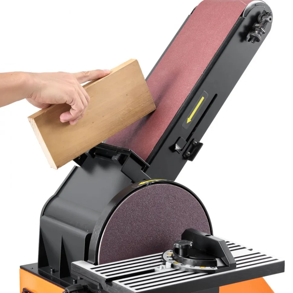VEVOR Professional Belt Sander with Stand, 9" Disc & 6" x 48" Belt Sander Combo, 800W Sanding Machine with 0 - 45° Adjustable Worktable for Woodworking, Furniture Refinishing, Knife Sharpening