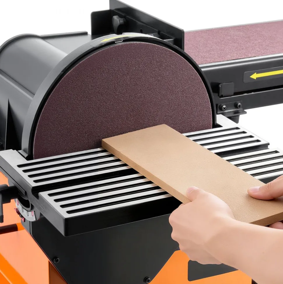 VEVOR Professional Belt Sander with Stand, 9" Disc & 6" x 48" Belt Sander Combo, 800W Sanding Machine with 0 - 45° Adjustable Worktable for Woodworking, Furniture Refinishing, Knife Sharpening