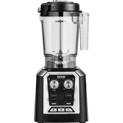 VEVOR Professional Blender, Commercial Countertop Blenders, 68 oz Plastic Jar Blender Combo, Stainless Steel 3 Functions Blender, for Frozen Drinks, Shakes, Smoothies, Peree, and Crush Ice, Black