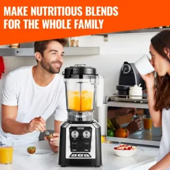 VEVOR Professional Blender, Commercial Countertop Blenders, 68 oz Plastic Jar Blender Combo, Stainless Steel 3 Functions Blender, for Frozen Drinks, Shakes, Smoothies, Peree, and Crush Ice, Black