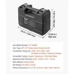 VEVOR Professional Brake Line Flaring Tool, 45 & 37 Degree Double Flare Bubble Flare Tool Kit for 3/16", 1/4", 5/16", 3/8" Copper Aluminum Thin Steel Tubes