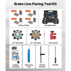 VEVOR Professional Brake Line Flaring Tool, 45 & 37 Degree Double Flare Bubble Flare Tool Kit for 3/16