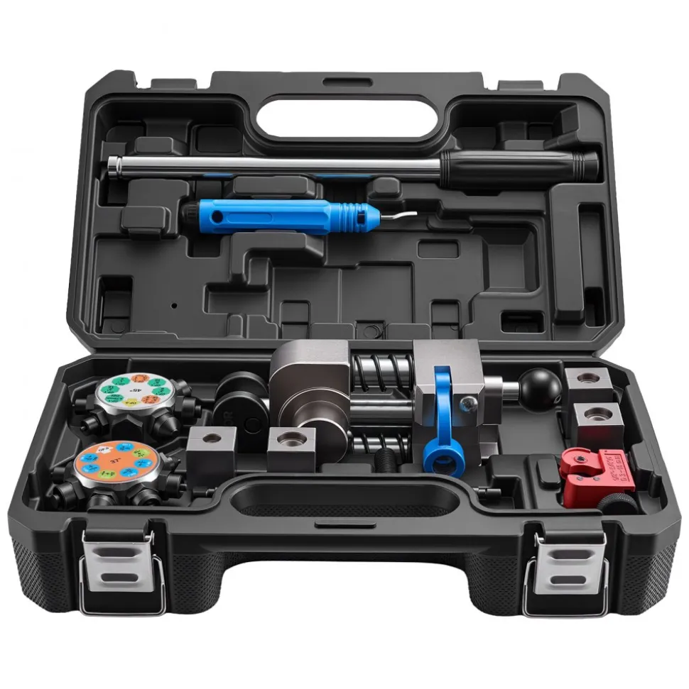 VEVOR Professional Brake Line Flaring Tool, 45 & 37 Degree Double Flare Bubble Flare Tool Kit for 3/16", 1/4", 5/16", 3/8" Copper Aluminum Thin Steel Tubes