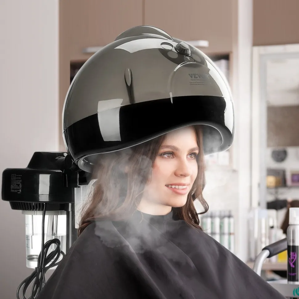 VEVOR Professional Hair Steamer for Deep Conditioning, 11.81-inch Hooded Ionic Hair Steamer with 2 Modes, Height-Adjustable Standing Hair Steamer with Timer, 5 Wheels (2 Lockable) for Salon Home Spa
