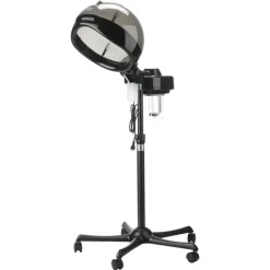 VEVOR Professional Hair Steamer for Deep Conditioning, 11.81-inch Hooded Ionic Hair Steamer with 2 Modes, Height-Adjustable Standing Hair Steamer with Timer, 5 Wheels (2 Lockable) for Salon Home Spa