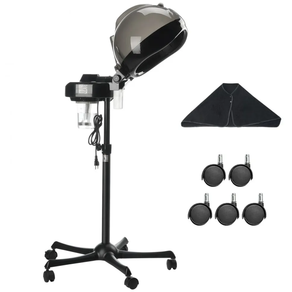 VEVOR Professional Hair Steamer for Deep Conditioning, 11.81-inch Hooded Ionic Hair Steamer with 2 Modes, Height-Adjustable Standing Hair Steamer with Timer, 5 Wheels (2 Lockable) for Salon Home Spa