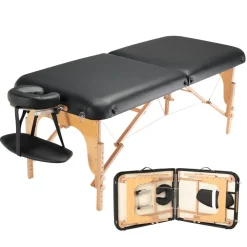 VEVOR Professional Wide Massage Table 30" W, Heavy Duty Folding Massage Table,  8-Level Height Adjustable Facial Salon Tattoo Bed, Portable Spa Table with Headrest, Hand Pallet & Carrying Bag, 750LBS
