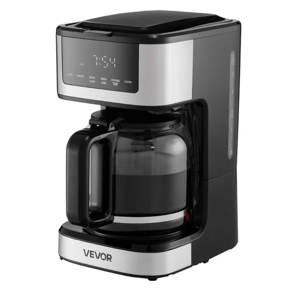 VEVOR Programmable Coffee Maker, 12 Cup Programmable Drip Coffee Makers with Touch Screen, 4-Hour Keep Warm Coffee Makers Drips, 2 Brew Strengths Drip Coffee Machine for Home, 24-Hour Programmable