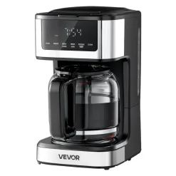 VEVOR Programmable Coffee Maker, 12 Cup Programmable Drip Coffee Makers with Touch Screen, 4-Hour Keep Warm Coffee Makers Drips, 2 Brew Strengths Drip Coffee Machine for Home, 24-Hour Programmable