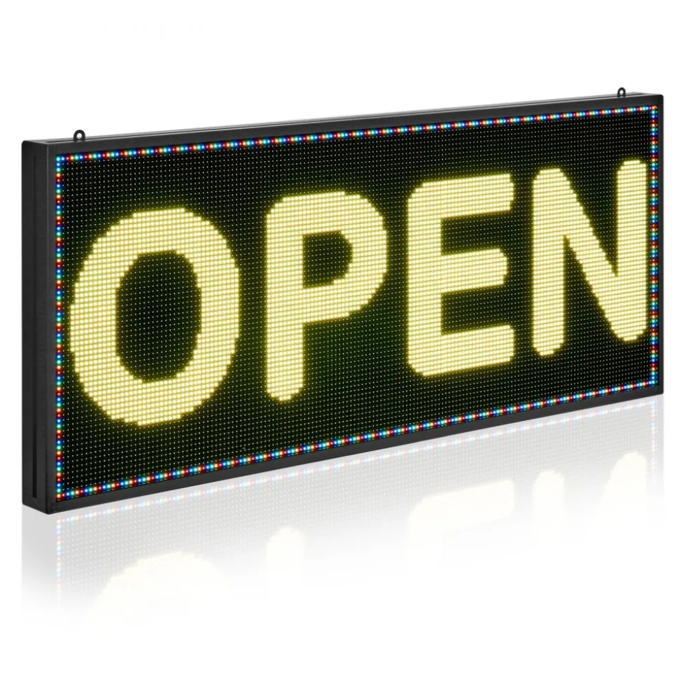 VEVOR Programmable LED Sign, P10 Full Color Flexible Digital Scrolling Panel, DIY Custom Text Pattern GIF Display Board, Bluetooth APP Control Message Shop Sign for Store Business Advertising, 52x8 in