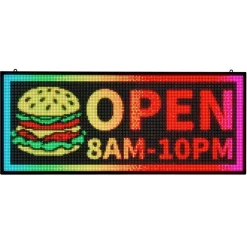 VEVOR Programmable LED Sign, P10 Full Color Flexible Digital Scrolling Panel, DIY Custom Text Pattern GIF Display Board, Bluetooth APP Control Message Shop Sign for Store Business Advertising, 52x8 in