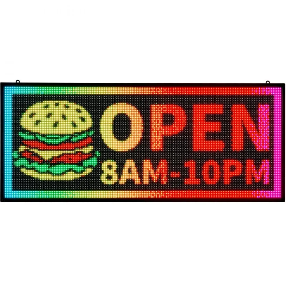 VEVOR Programmable LED Sign, P10 Full Color Flexible Digital Scrolling Panel, DIY Custom Text Pattern GIF Display Board, Bluetooth APP Control Message Shop Sign for Store Business Advertising, 52x8 in