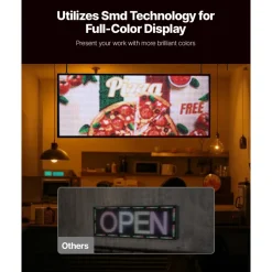 VEVOR Programmable LED Sign, P10 Full Color Flexible Digital Scrolling Panel, DIY Custom Text Pattern GIF Display Board, Bluetooth APP Control Message Shop Sign for Store Business Advertising, 52x8 in