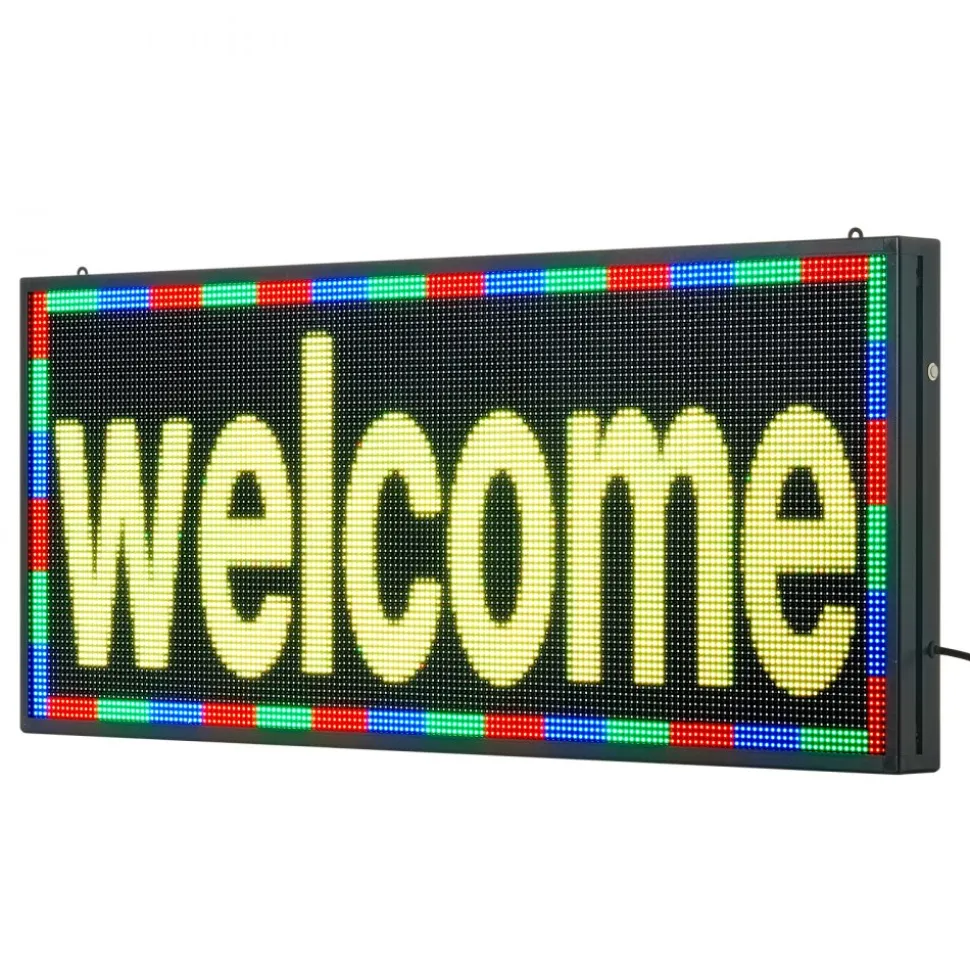 VEVOR Programmable LED Sign, P10 Full Color Flexible Digital Scrolling Panel, DIY Custom Text Pattern GIF Display Board, Bluetooth APP Control Message Shop Sign for Store Business Advertising, 52x8 in