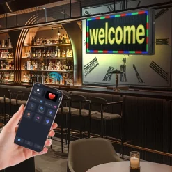 VEVOR Programmable LED Sign, P5 Full Color Flexible Digital Scrolling Panel, DIY Custom Text Pattern GIF Display, Bluetooth APP Control Message Board for Store Business Advertising, Indoor 27x14 in