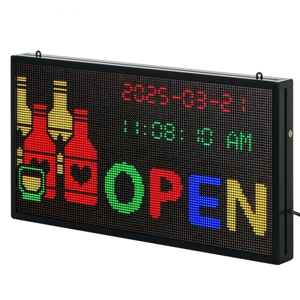 VEVOR Programmable LED Sign, P5 Full Color Flexible Digital Scrolling Panel, DIY Custom Text Pattern GIF Display, Bluetooth APP Control Message Board for Store Business Advertising, Indoor 27x14 in