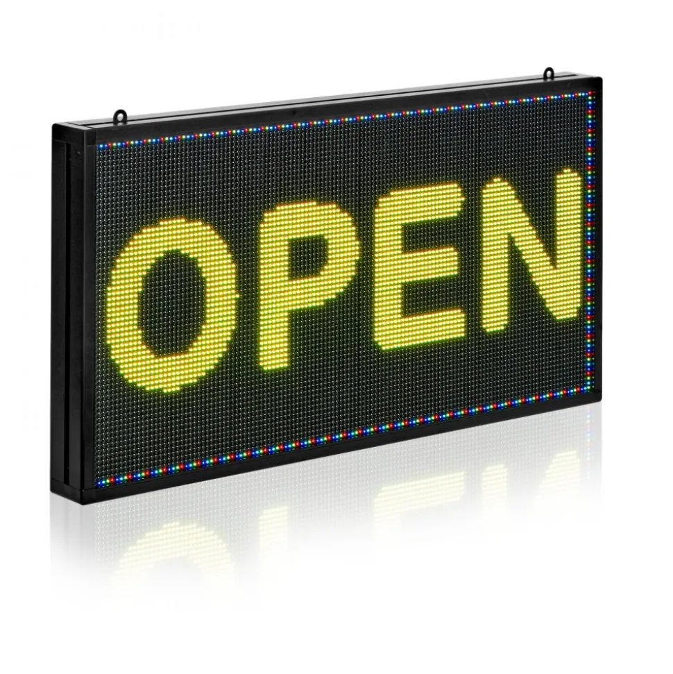 VEVOR Programmable LED Sign, P5 Full Color Flexible Digital Scrolling Panel, DIY Custom Text Pattern GIF Display, Bluetooth APP Control Message Board for Store Business Advertising, Indoor 27x14 in
