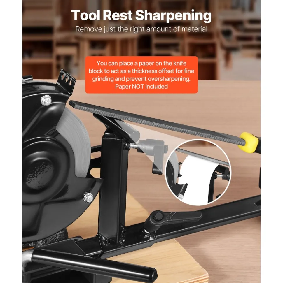 VEVOR Pro Grind Sharpening System, Multi-Grind Sharpening Jig for 6" & 8" Bench Grinder - with Platform Jig, Tool Rest Bar, Setup Block, Miter Slide, Micro Bevel Block, for Chisels Woodturning Tools