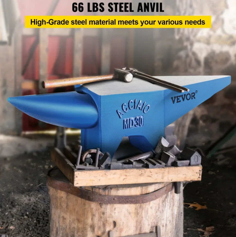 VEVOR Pro Horn Anvil , 30KG/66.1LBS Weight Steel Anvil Blacksmith Blacksmith Anvil, Portable Rugged Cast Iron Anvil Blacksmith Anvil Stable Workbench Blacksmith Forge Anvil Tool