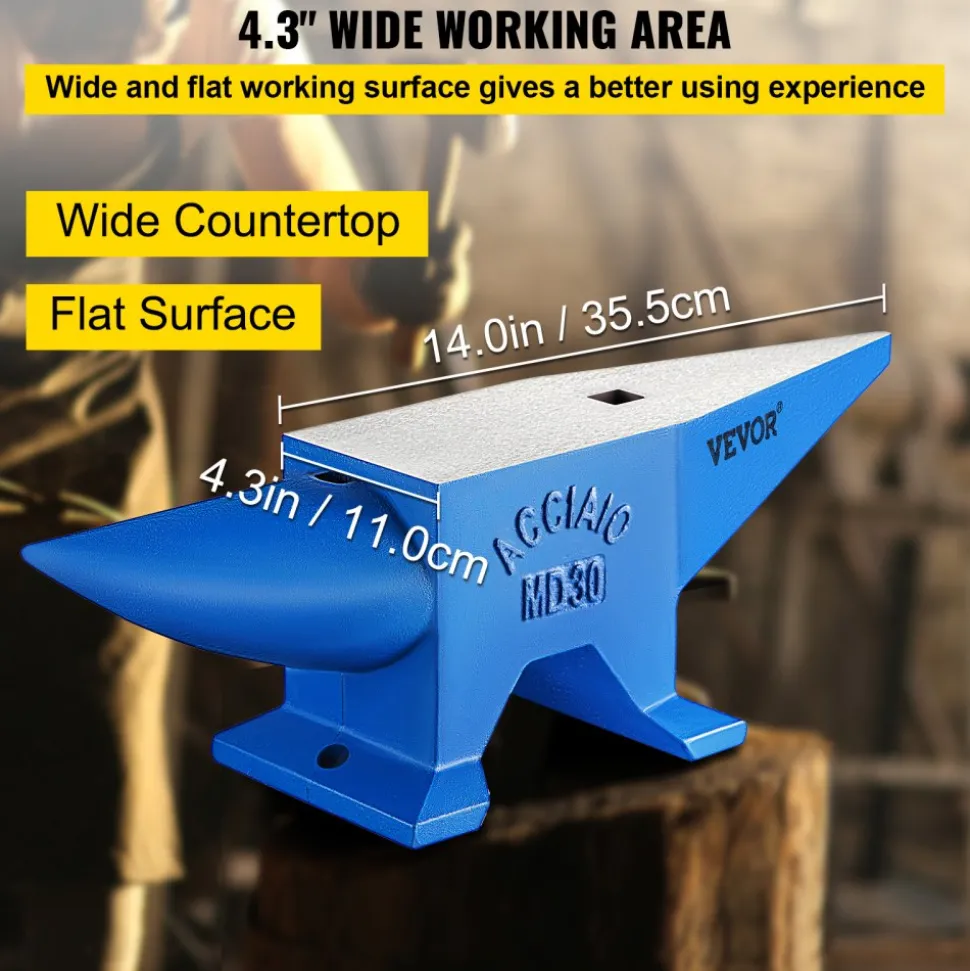 VEVOR Pro Horn Anvil , 30KG/66.1LBS Weight Steel Anvil Blacksmith Blacksmith Anvil, Portable Rugged Cast Iron Anvil Blacksmith Anvil Stable Workbench Blacksmith Forge Anvil Tool
