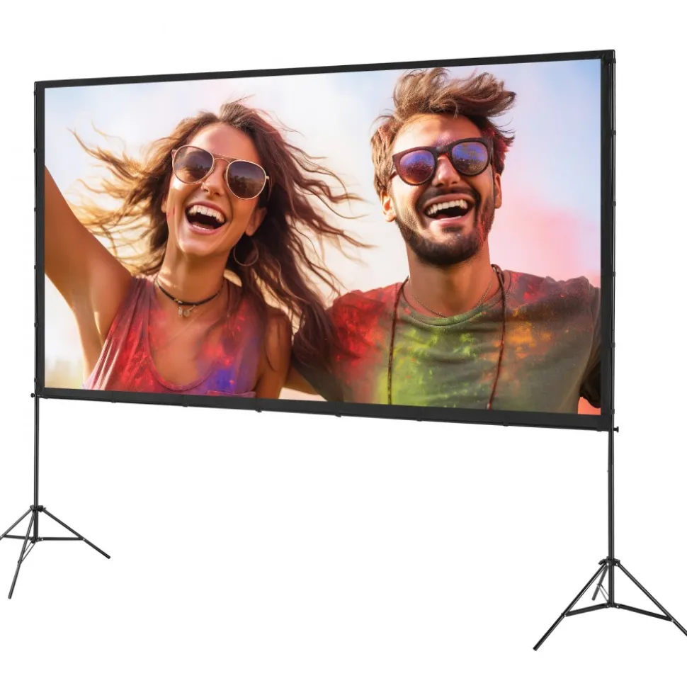 VEVOR Projector Screen with Stand, 120 inch 16:9 4K 1080 HD Outdoor Movie Screen with Stand, Wrinkle-Free Projection Screen with Tripods and Carry Bag, for Home Theater Cinema Backyard Movie Night
