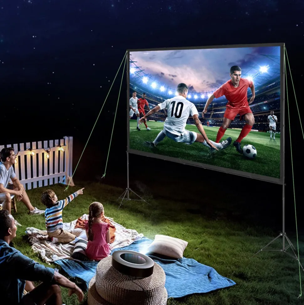 VEVOR Projector Screen with Stand, 120 inch 16:9 4K 1080 HD Outdoor Movie Screen with Stand, Wrinkle-Free Projection Screen with Tripods and Carry Bag, for Home Theater Cinema Backyard Movie Night