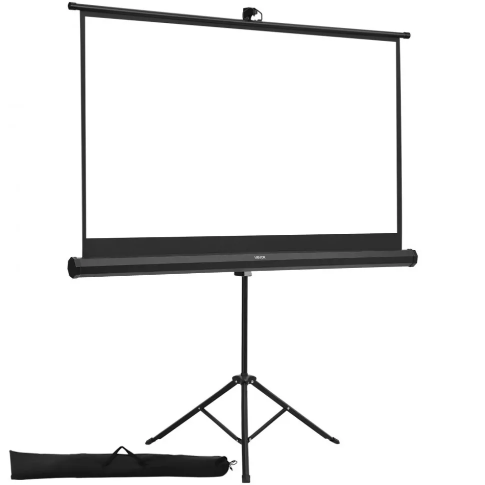 VEVOR Projector Screen with Stand, 60 Inch 160° Wide Angle Indoor Outdoor Projection Screen, 16:9 4K HD Wrinkleless Portable Tripod Screens with Carry Bag, for Movie Home Theater Office Presentation