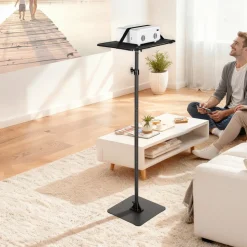 VEVOR Projector Stand, Projector Floor Stand with Adjustable Height 30.3 to 63.4 inch, 360° Horizontal Rotation Projectors Cart for Meetings, Outdoor Movies, Video Stand, Gimbal Mount or Tray Support