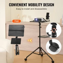 VEVOR Projector Stand with Wheels, Laptop Stand Tripod Adjustable Height from 31.3 to 67.3