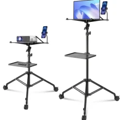 VEVOR Projector Stand with Wheels, Laptop Stand Tripod Adjustable Height from 31.3 to 67.3