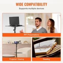 VEVOR Projector Stand with Wheels, Laptop Stand Tripod Adjustable Height from 31.3 to 67.3