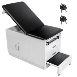 VEVOR Pro Medical Exam Table, Medical Examination Bed with Adjustable Backrest, Physical Therapy Exam Table with Locking Cabinet, 2 Drawers, Paper Roll Dispenser, Step Stool & Leg Rest, 500LBS Loading