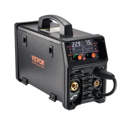 VEVOR Pro MIG Welder, 250A Pluse Mig Welding Machine, 5-in-1 Synergic Welder Machine MIG Pluse/Gas MIG/Flux Core MIG/Stick/Lift TIG, 110V/220V Dual Voltage Aluminum Mig Welder with LCD Screen Display