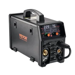 VEVOR Pro MIG Welder, 200A Pluse Mig Welding Machine, 5-in-1 Multi-Functional Welder Machine MIG Pluse/Gas MIG/Flux Core MIG/Stick/Lift TIG, 110V/220V Dual Voltage Aluminum Mig Welder with LCD Display