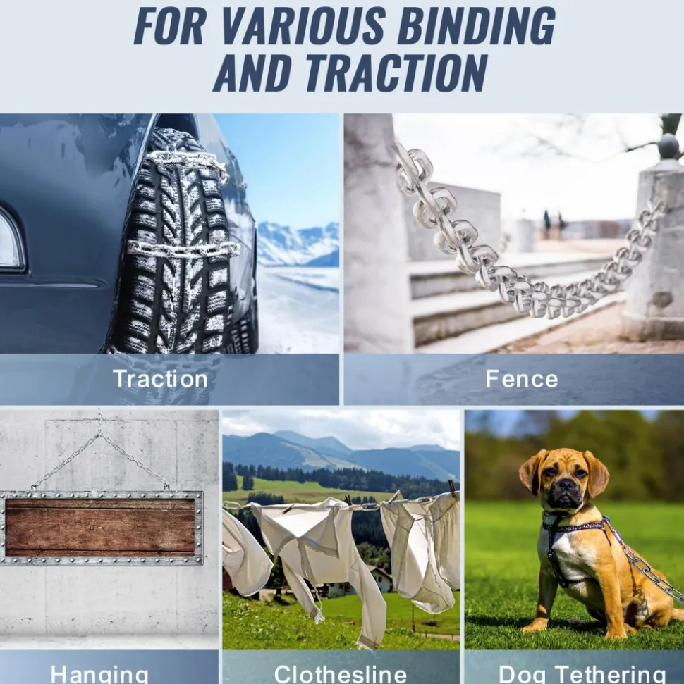 VEVOR Proof Coil Chain, 5/16" x 92', 1667 lbs Safe Working Load, Zinc Plated Proof Tested Coil Chain with Two Quick Links, Galvanized Carbon Steel Link Chain for Towing, Hanging, Camping, Pet Towing
