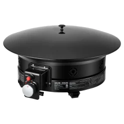 VEVOR Propane Fire Pit 19-Inch, 53,000 BTU Portable Gas Fire Pit, with Grill Grate & Lava Rocks, Adjustable Flame, Folding Legs,Smokeless Outdoor Firebowl for Camping, Patio, Backyard, Deck, RV, Black