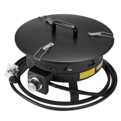 VEVOR Propane Fire Pit, 19-Inch Diameter Outdoor Portable Gas Fire Pit with Cover & Lava Rocks, Adjustable Flame Height Camping Firepit for Heating, Lighting, Gathering, 58,000 BTU, Black