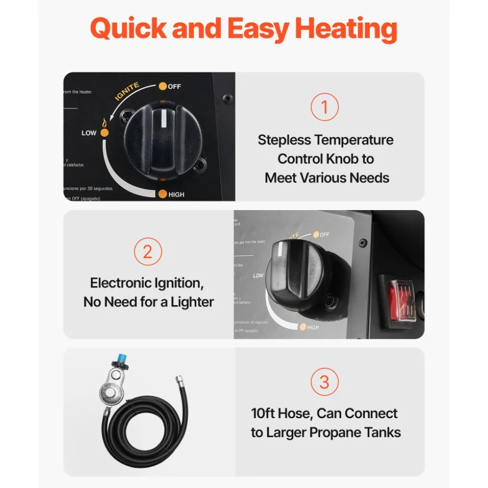 VEVOR Propane Heater, 100000BTU Forced Air Propane Heater with Stepless Temp Settings & security Protection, Portable Garage/Shop Barrel Heater for Garages, Job Sites,Indoor/Outdoor